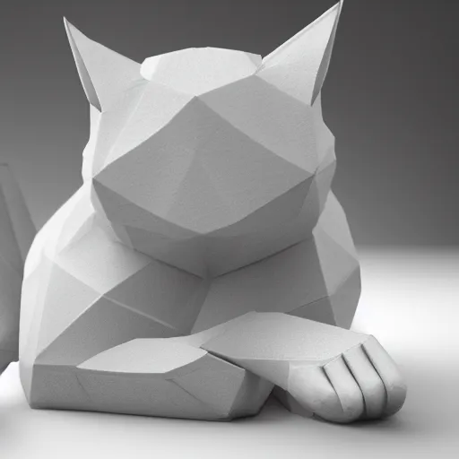Prompt: cat origami, white background, 8 k render, amazing detail in every detail