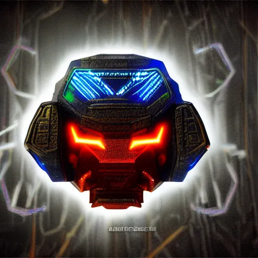 Image similar to a cybertronic bison, leds, high detail, sharp, studio, digital art