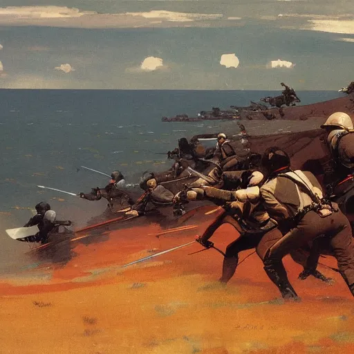 Prompt: a beautiful painting of a battle by Winslow Homer, Star Wars, trending on ArtStation