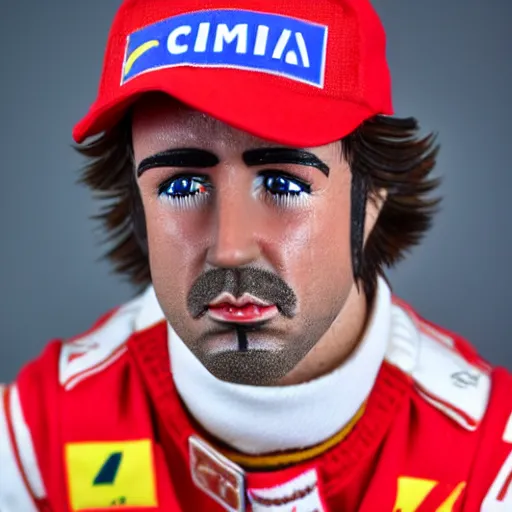 Prompt: wax figure of fernando alonso, realism, 4 k, award winning photograph, award winning photograph