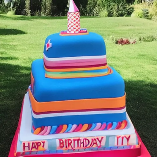 Prompt: photo of the worlds biggest birthday cake