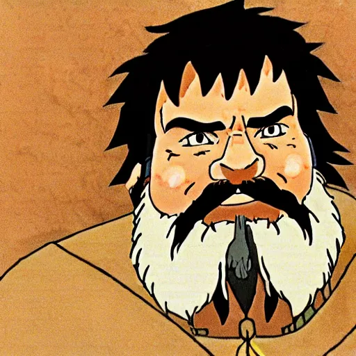 Image similar to gimli from the anime lord of the rings (1986), studio ghibli, very detailed, realistic