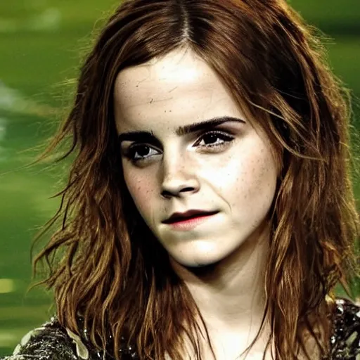 Prompt: Emma Watson as a dryad in the water