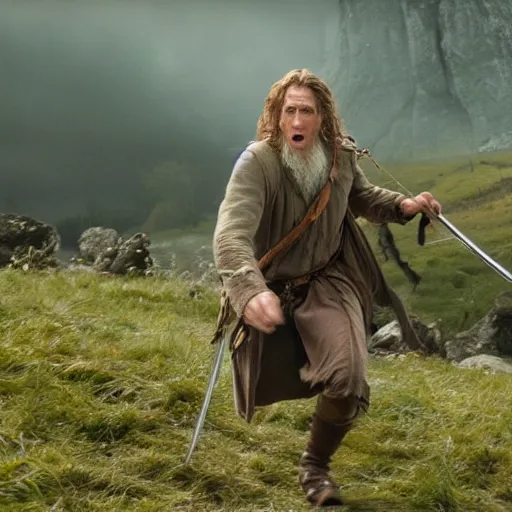 Image similar to Live Action Still of Jerma in The Lord of the Rings, real life, hyperrealistic, ultra realistic, realistic, highly detailed, epic, HD quality, 8k resolution, body and headshot, film still