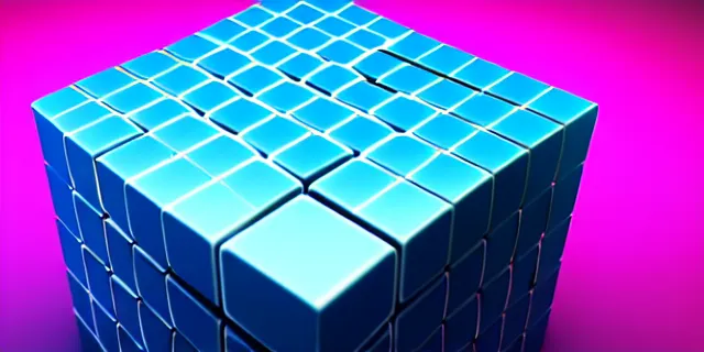 Image similar to a computer generated image of a cube surrounded by smaller cubes, a computer rendering by stanley twardowicz, shutterstock contest winner, computer art, rendered in cinema 4 d, quantum wavetracing, rendered in maya