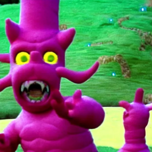 Prompt: a Demogorgon appears in the teletubbies