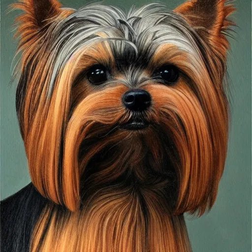 Prompt: professional painting of a Yorkshire Terrier in the style of Dino Valls, head and shoulders portrait, symmetrical facial features, smooth, sharp focus, illustration, intricate, stormy weather, extremely detailed masterpiece,