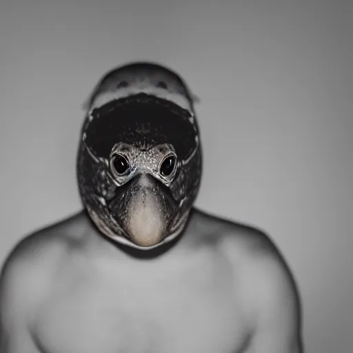 Image similar to turtle headed human, mugshot, sharp focus, dark lighting, smoke