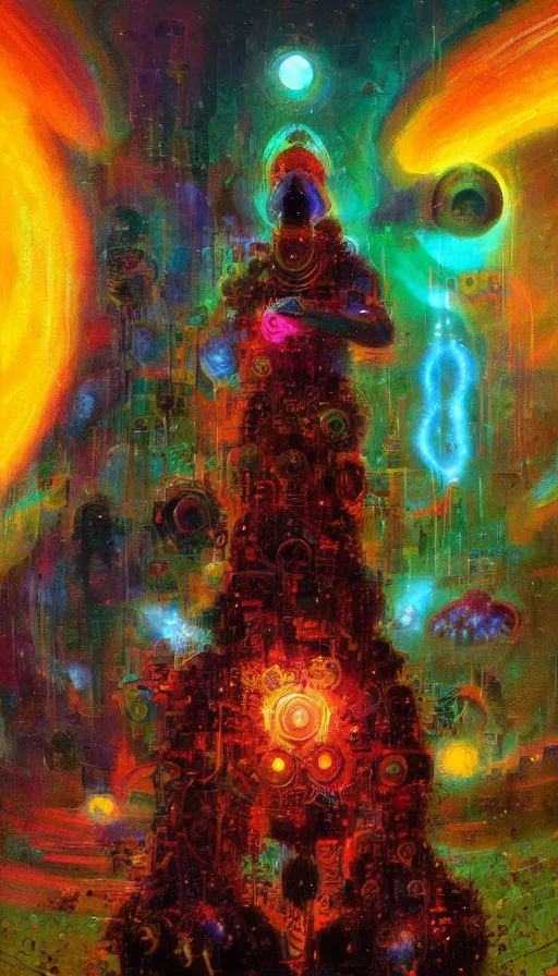 Prompt: portrait of a digital shaman, by paul lehr,