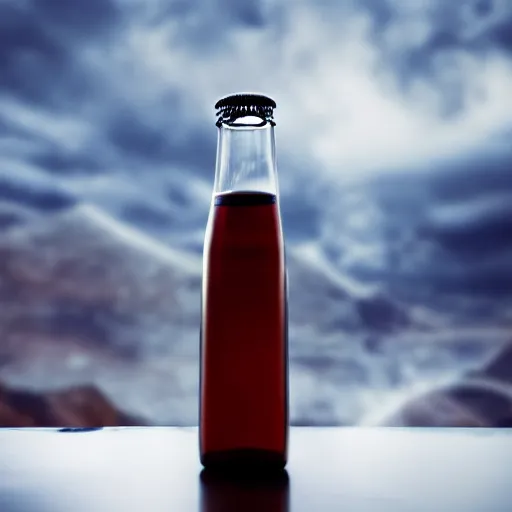 Image similar to bottle with liquid universe, minimalist background