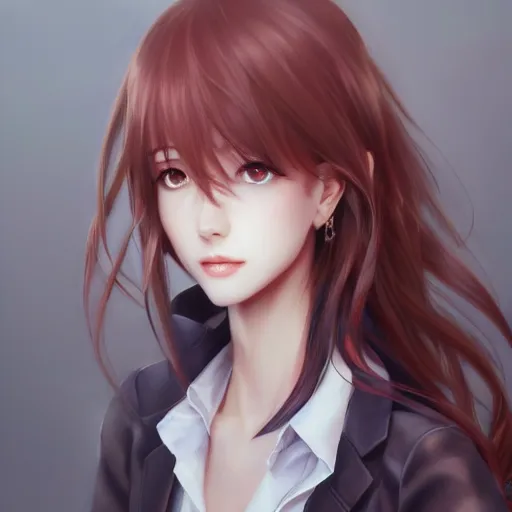 Image similar to kurisu makise, elegant, ultra highly detailed, digital painting, smooth, sharp focus, artstation, pixiv, art by Ina Wong, Bo Chen, artgerm, rossdraws, sakimichan