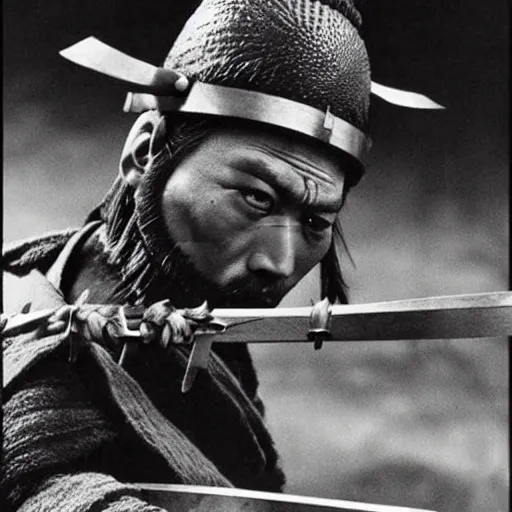 Image similar to of a rabbit samurai in the film seven samurai, film still