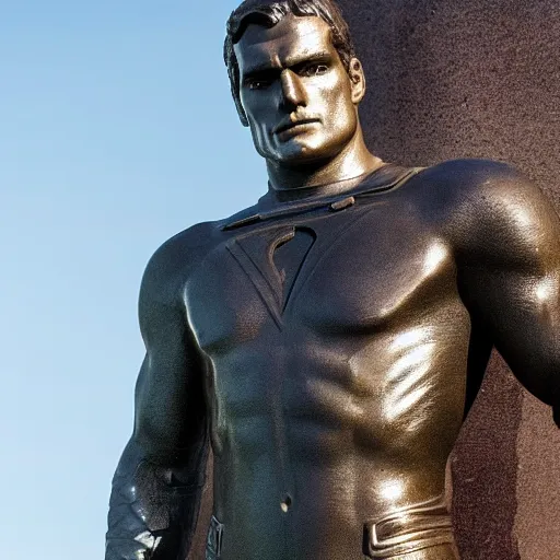 Image similar to Henry Cavill as a Bronze statue, professional photography