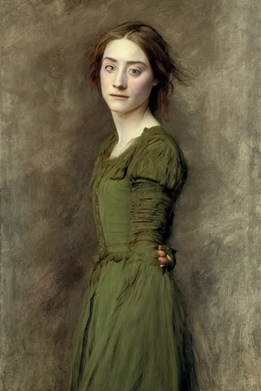 Prompt: a true-to-life portrait of Saoirse Ronan painted by John Everett Millais, real-life accurate, Saoirse Ronan