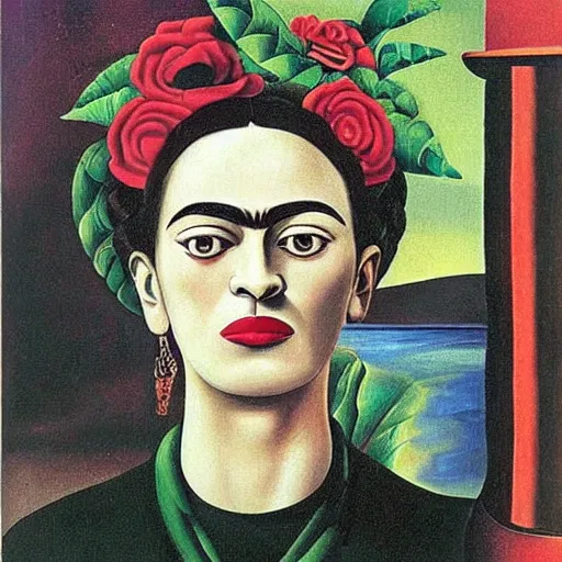 Image similar to a memory machine. salvador dali. frida kahlo. rene magritte.