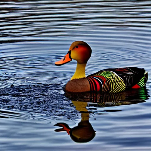 Prompt: a multicolored duck