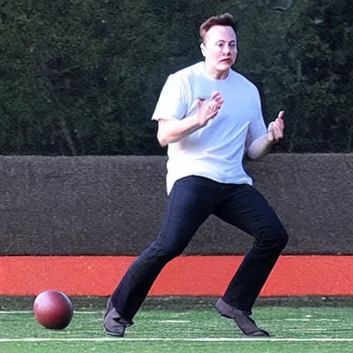 Prompt: elon musk playing football
