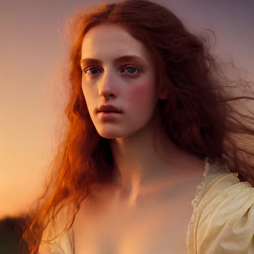 Prompt: photographic portrait of a stunningly beautiful pre raphaelite female in soft dreamy light at sunset, contemporary fashion shoot, by edward robert hughes, annie leibovitz and steve mccurry, david lazar, jimmy nelsson, breathtaking, 8 k resolution, extremely detailed, beautiful, establishing shot, artistic, hyperrealistic, beautiful face, octane render