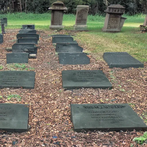 Image similar to sunken and broken headstones from the 1 8 0 0 s in a modern day park