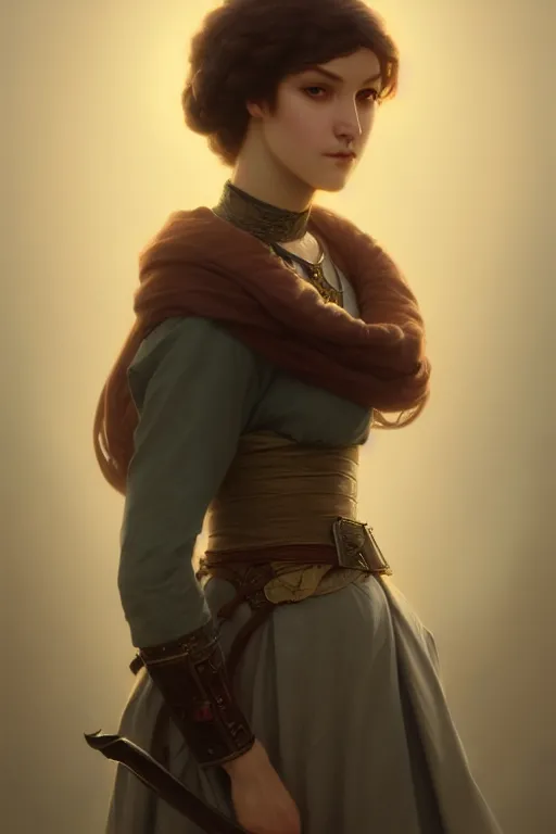 Prompt: a portrait of an Rogue, illustration, soft lighting, soft details, painting oil on canvas by Edmund Blair Leighton and Charlie Bowater octane render trending on artstation d&d characters, 4k, 8k, HD