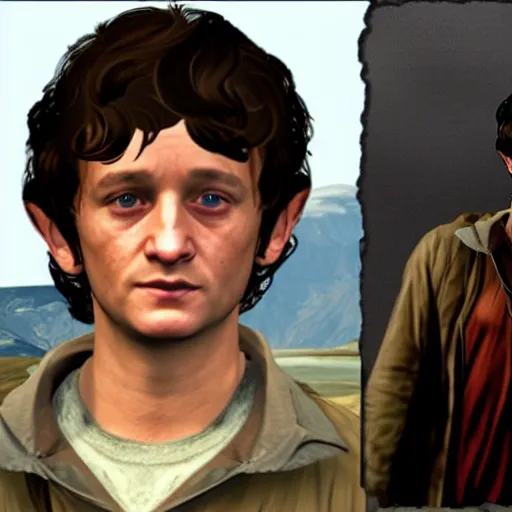 Image similar to Frodo Baggins as a grand theft auto 5 character, beat up