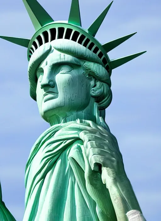 Prompt: the statue of liberty has shrek face