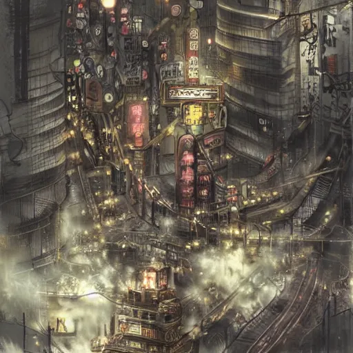 Prompt: tokyo, steampunk style, concept art