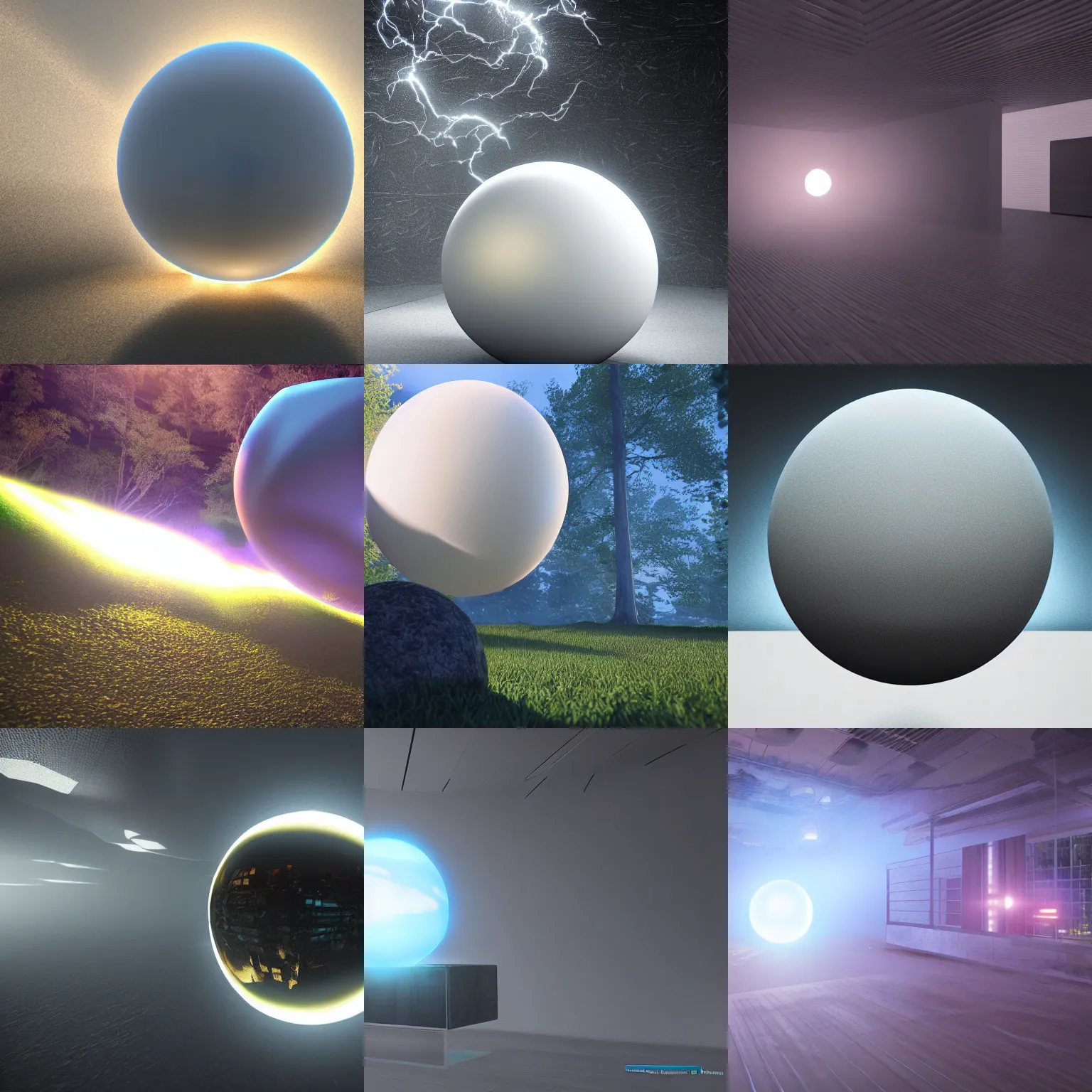 Prompt: Translucent Sphere, First-Person view, Volumetric Lightening, Octane Render, Unreal Engine 5
