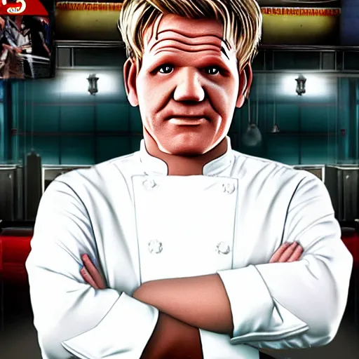 Image similar to in-game screenshot of gordon ramsay ps2 game