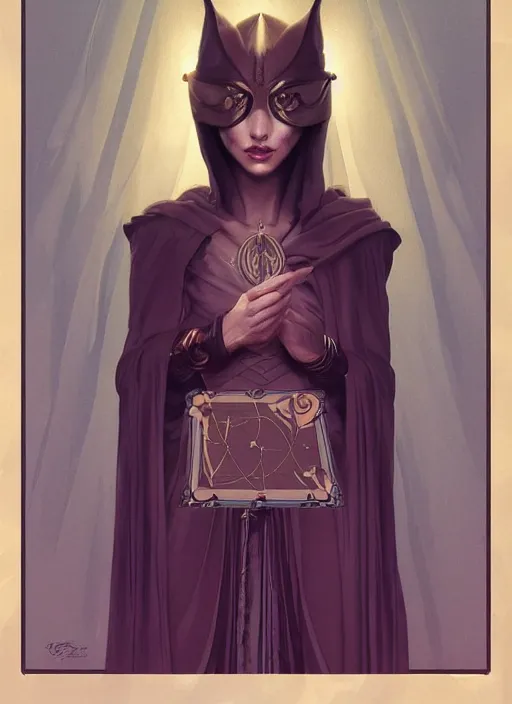 Image similar to tarot!!, high priestess, no noise, elegant, concept art, sharp focus, beautiful face!!, digital art, smooth defined outlines!!, human anatomy, human structure, vector background, dark fantasy, by Brom, trending on Artstation, Tom Bagshaw, Sargent