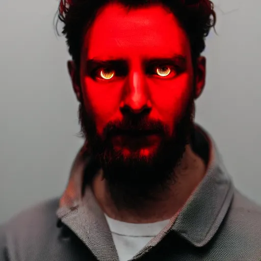 Image similar to a man with red glowing eyes