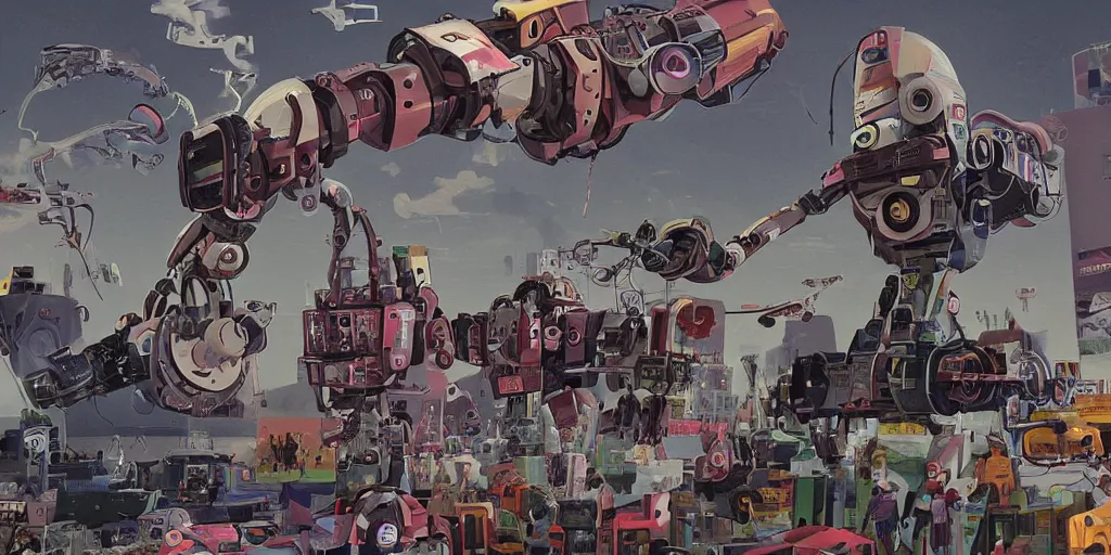 Prompt: a dreamscape of the robot revolution