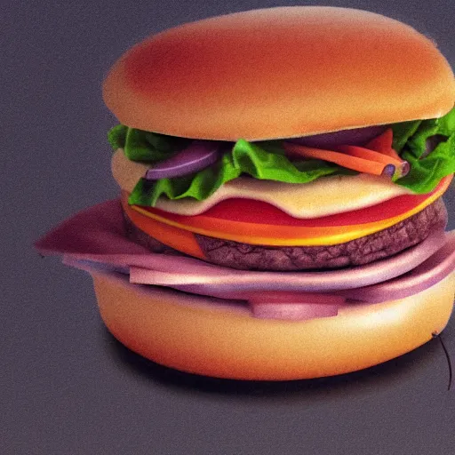 Image similar to a photorealistic hamburger