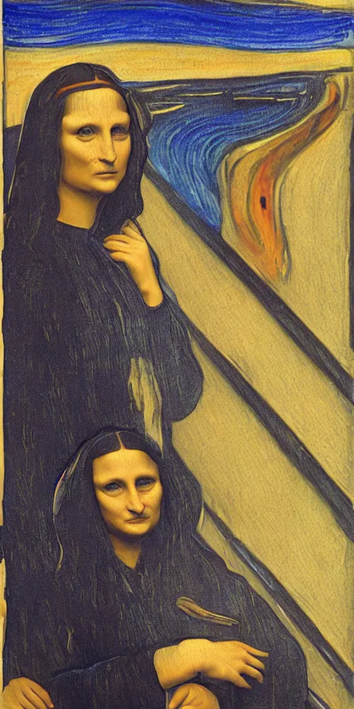 Prompt: mona lisa scream of munch