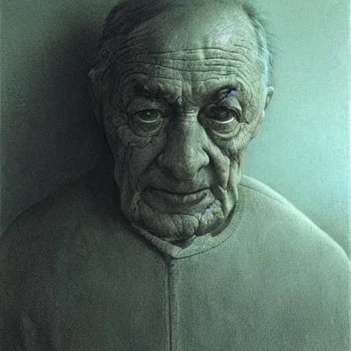 Prompt: A portrait of Zdzislaw Beksinski by Zdzislaw Beksinski
