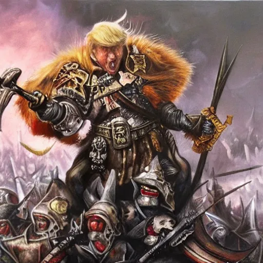 Image similar to donald trump as a vermin, warhammer vermentide, hyperdetailed painting