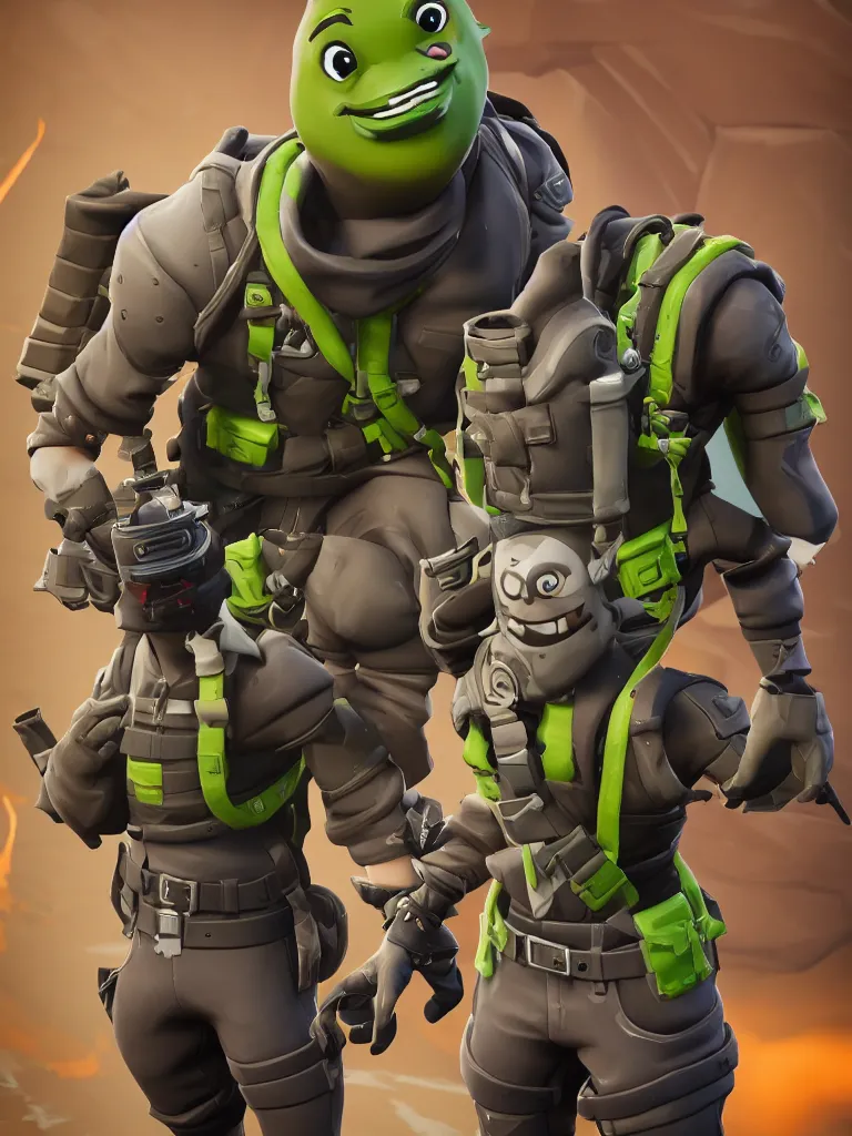 Prompt: fortnite character anthropomorphic pickle with kind eyes and a derpy smile. wearing a flak jacket ammo bandolier cargo pants black combat boots. fortnite, unreal engine, highly detailed