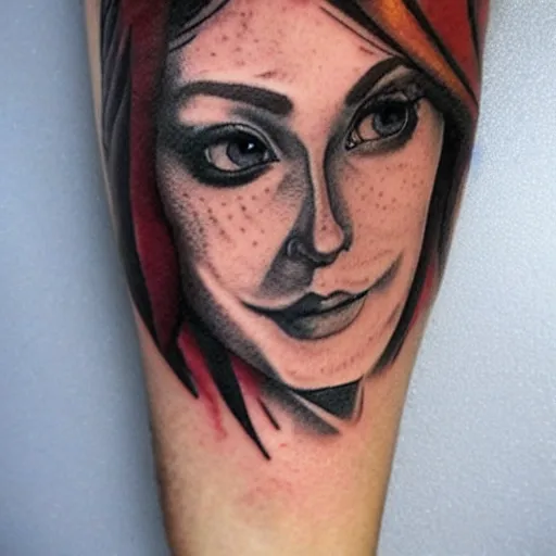 Prompt: tattoo of a portrait of zelda