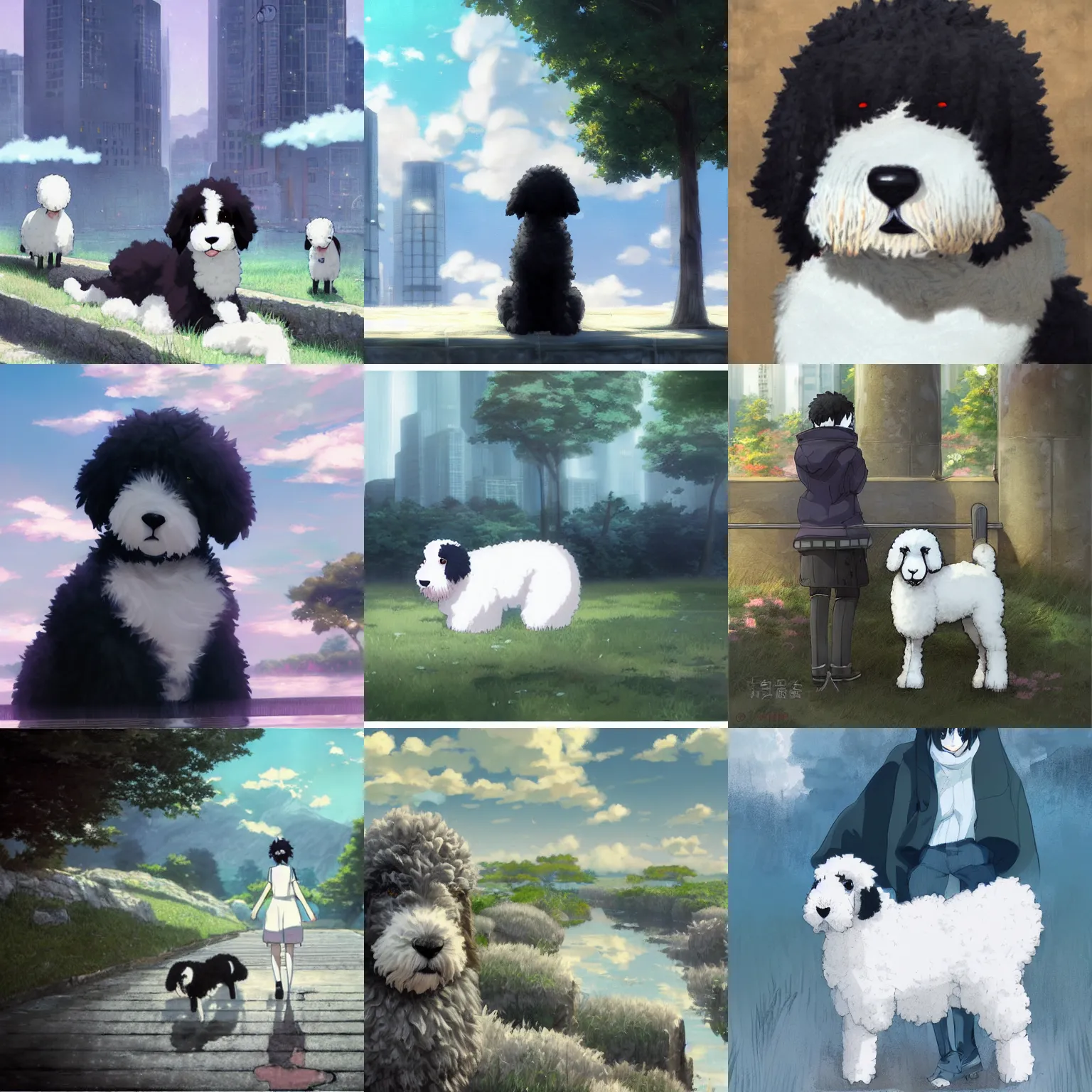 Prompt: sheepadoodle, by makoto shinkai