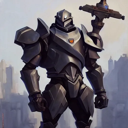 Image similar to greg manchess portrait painting of armored the foundation from fortnite as overwatch character, medium shot, asymmetrical, profile picture, organic painting, sunny day, matte painting, bold shapes, hard edges, street art, trending on artstation, by huang guangjian, gil elvgren, ruan jia, greg rutkowski, gaston bussiere