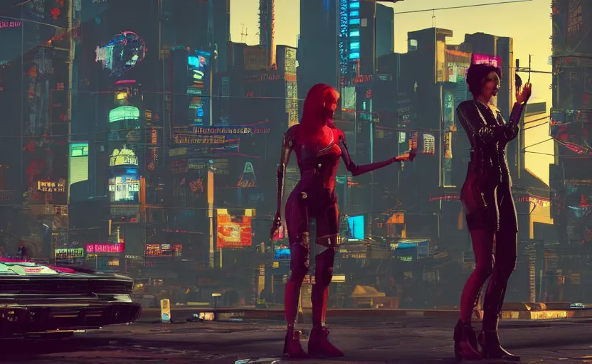 Image similar to woman that knows everything, but don't know what to do in cyberpunk 2 0 7 7 future city new york tokio, red short hair, slim body