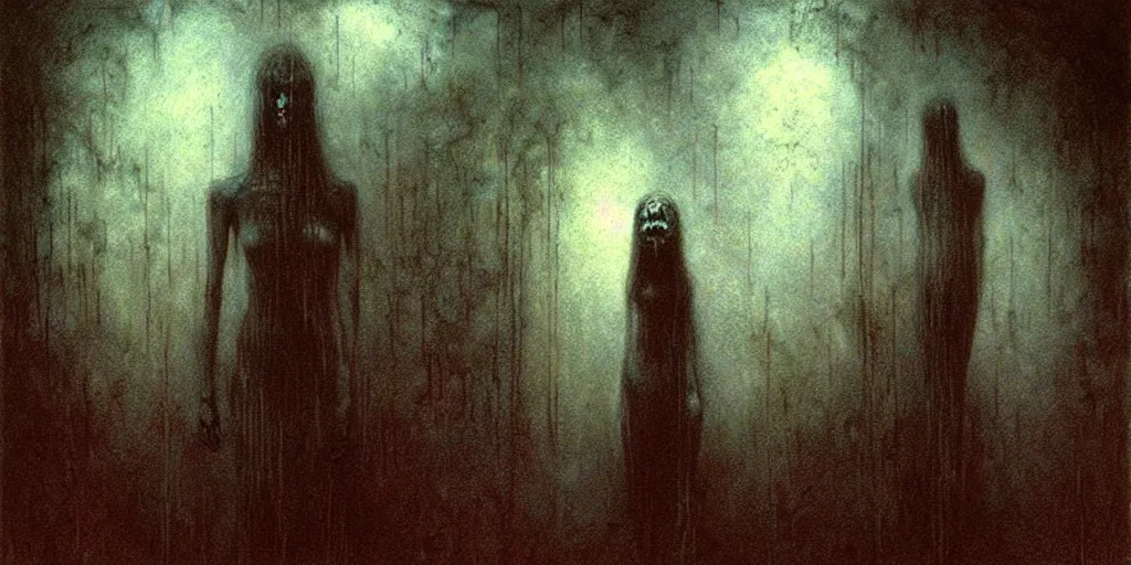 Image similar to dark underground by Beksinski, Luis Royo