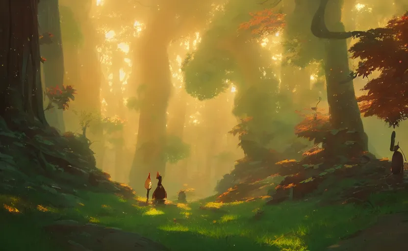 Prompt: fantasy forest with ancient old technology, cory loftis, james gilleard, atey ghailan, makoto shinkai, goro fujita, studio ghibli, rim light, exquisite lighting, clear focus, very coherent, plain background, soft painting