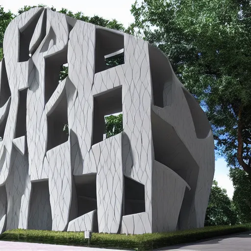 Prompt: a building made of 3 d shape grammar