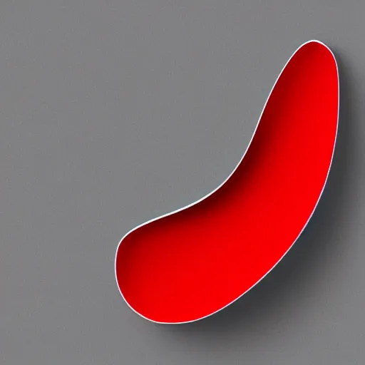 Image similar to abstract curvy flat illustration, solid color using only red black and white