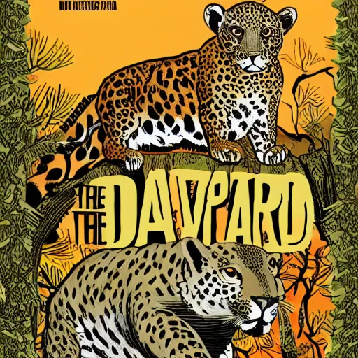 Prompt: the leopard and the tortoise in the style of david aja