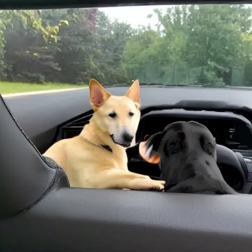 Image similar to dog is driving