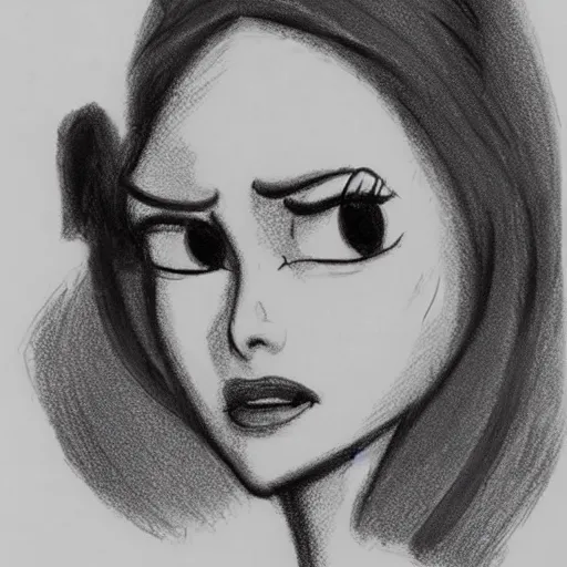 Image similar to milt kahl sketch of princess padme from star wars episode 3 with hair tendrils