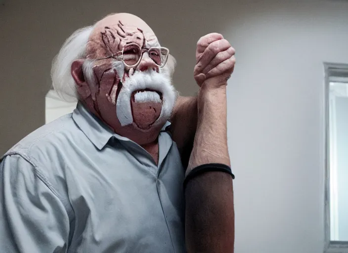 Image similar to wilford brimley as michael myers, movie still, from the new halloween kills movie, 8 k, realistic