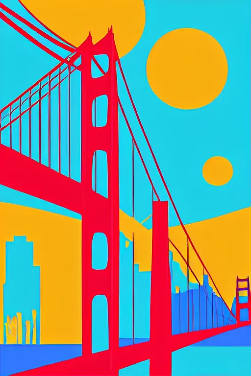 Prompt: minimalist boho style art of colorful san francisco, illustration, vector art